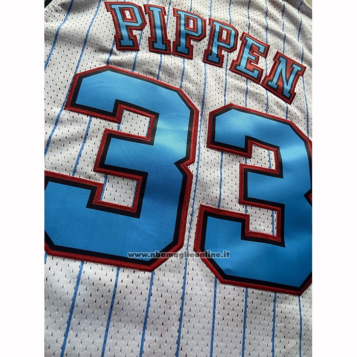 Maglia Chicago Bulls Scottie Pippen No 33 Mitchell & Ness 1997-98 Bianco1
